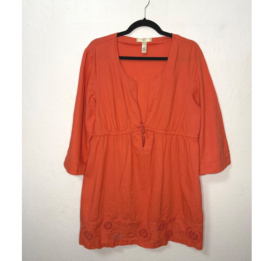 Banana Republic Women's Large Swim Coverup‎ Tunic Coral Linen Blend Beach Boho